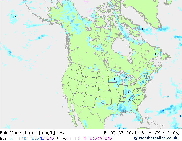 Regen/Sneeuwval NAM vr 05.07.2024 18 UTC