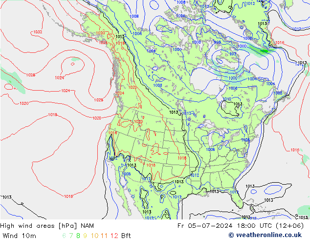 Windvelden NAM vr 05.07.2024 18 UTC