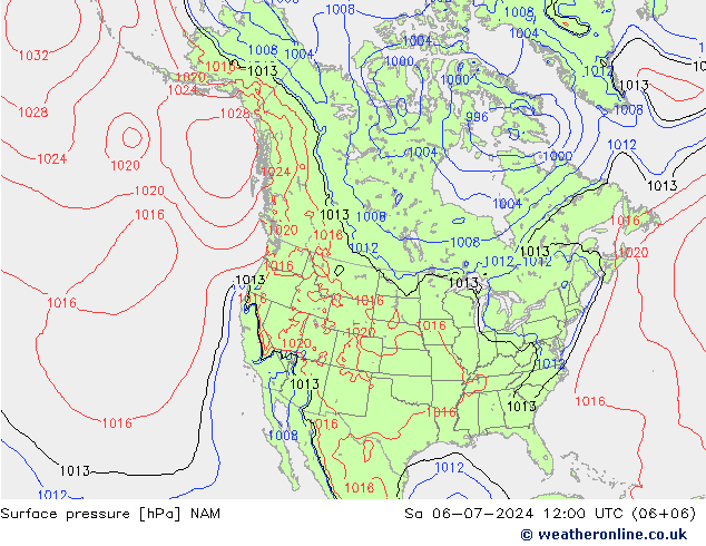 地面气压 NAM 星期六 06.07.2024 12 UTC