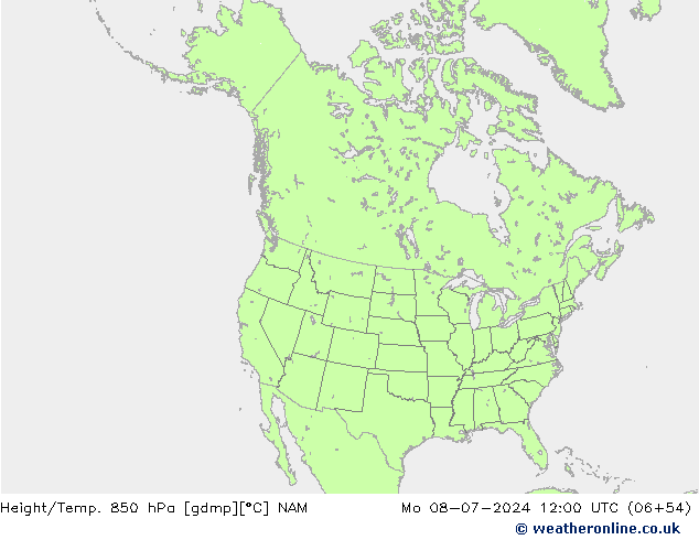 Height/Temp. 850 hPa NAM 星期一 08.07.2024 12 UTC