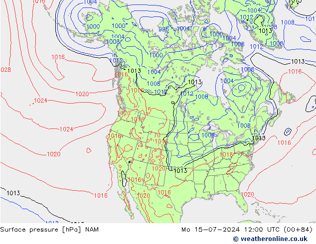 地面气压 NAM 星期一 15.07.2024 12 UTC