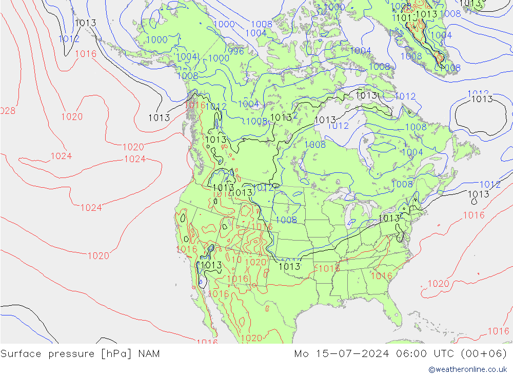 地面气压 NAM 星期一 15.07.2024 06 UTC