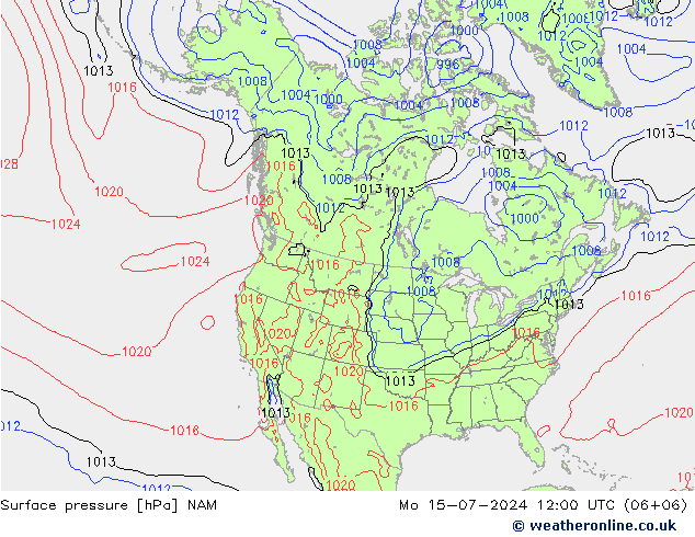 地面气压 NAM 星期一 15.07.2024 12 UTC