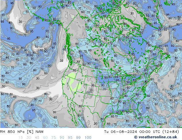 RV 850 hPa NAM di 06.08.2024 00 UTC