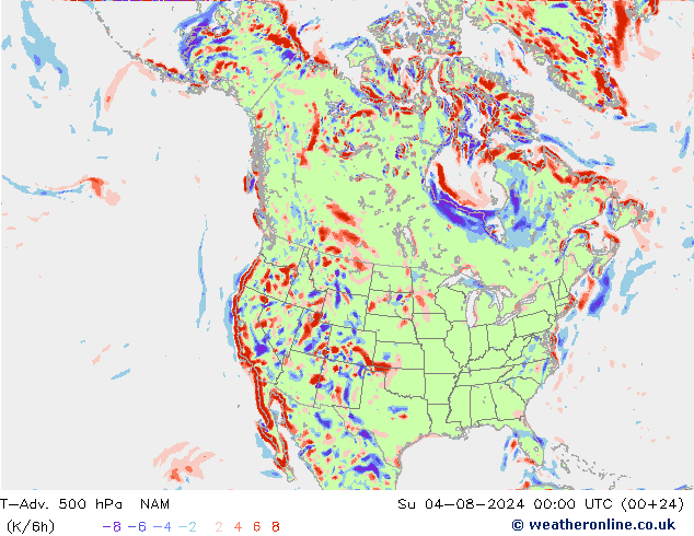 T-Adv. 500 hPa NAM zo 04.08.2024 00 UTC