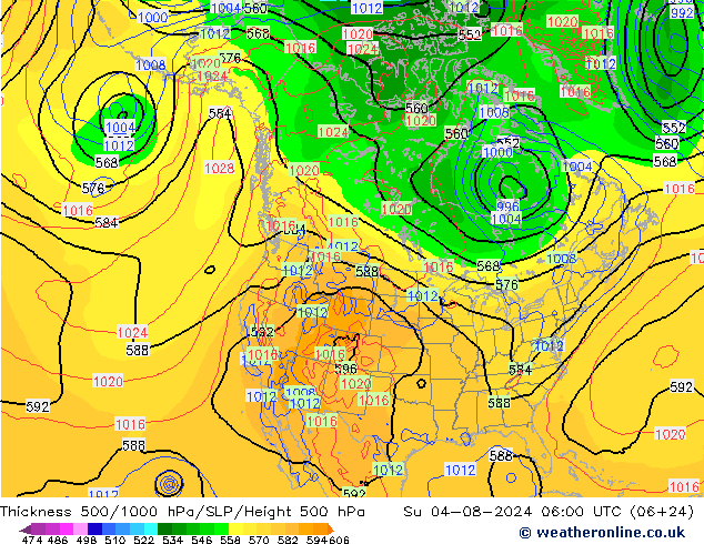 Dikte 500-1000hPa NAM zo 04.08.2024 06 UTC