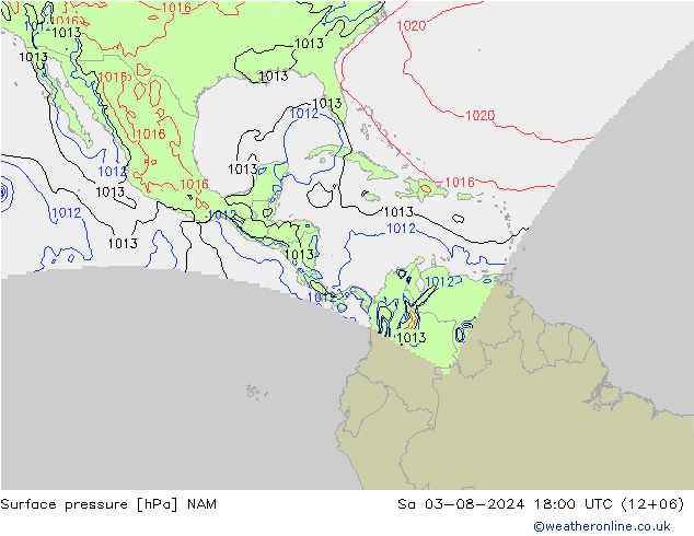 Luchtdruk (Grond) NAM za 03.08.2024 18 UTC