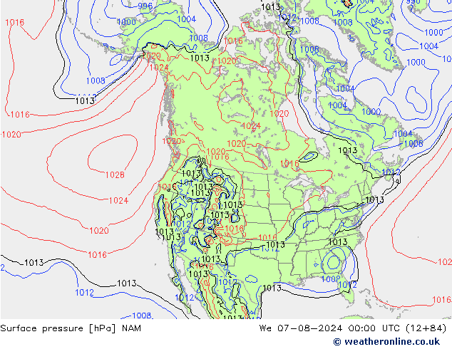 Luchtdruk (Grond) NAM wo 07.08.2024 00 UTC