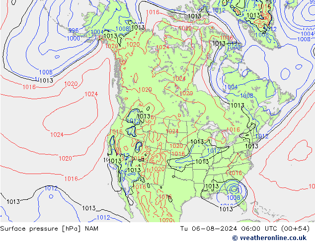 Luchtdruk (Grond) NAM di 06.08.2024 06 UTC