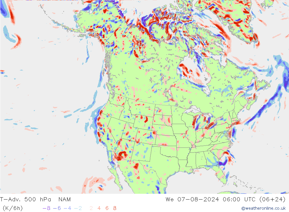 T-Adv. 500 hPa NAM wo 07.08.2024 06 UTC