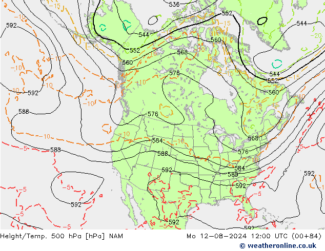 Height/Temp. 500 hPa NAM 星期一 12.08.2024 12 UTC