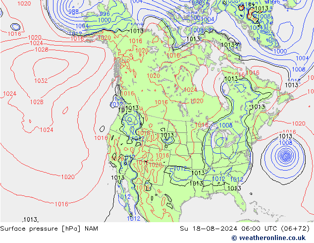 Luchtdruk (Grond) NAM zo 18.08.2024 06 UTC