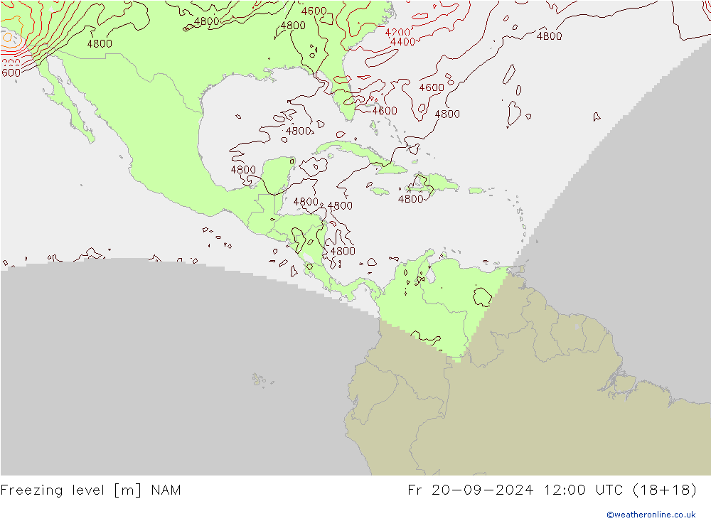 Isoterma de zero graus NAM Sex 20.09.2024 12 UTC