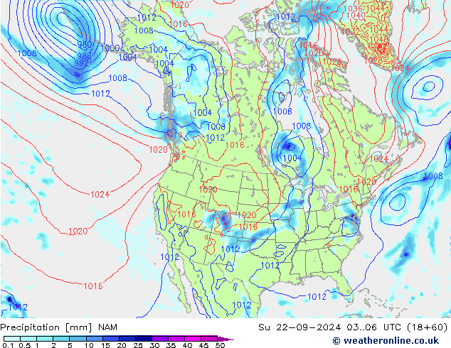 Precipitation NAM Su 22.09.2024 06 UTC