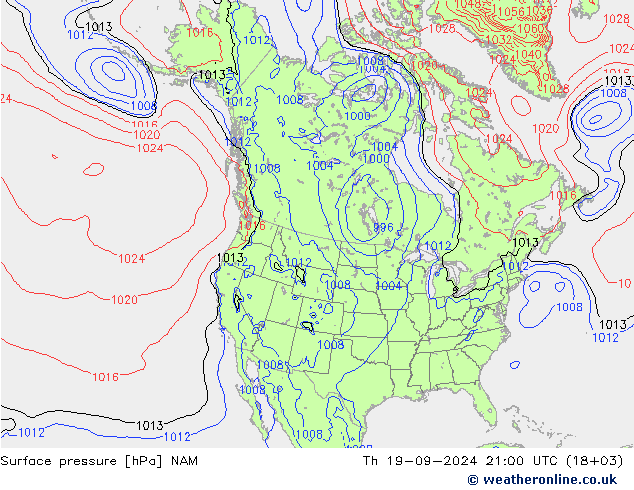 Surface pressure NAM Th 19.09.2024 21 UTC