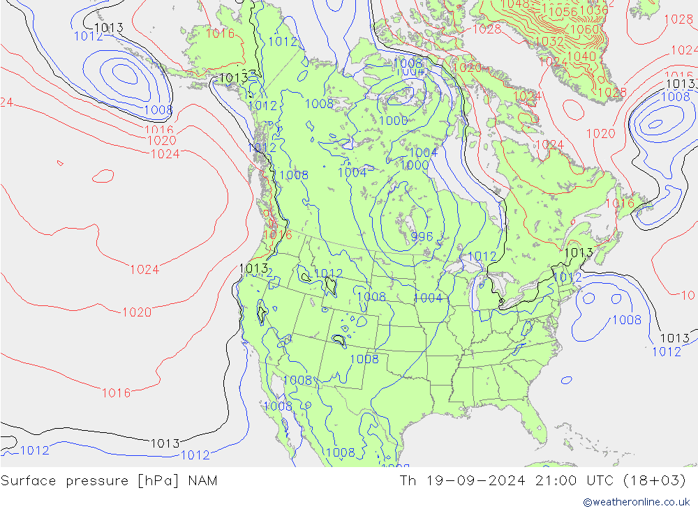 Luchtdruk (Grond) NAM do 19.09.2024 21 UTC