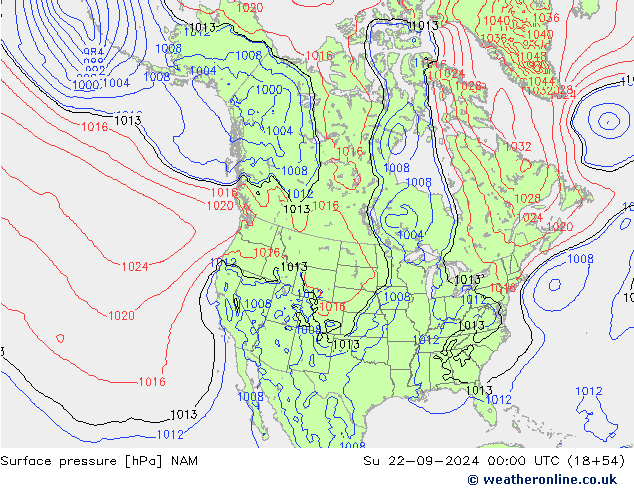 приземное давление NAM Вс 22.09.2024 00 UTC