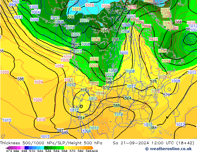 Schichtdicke 500-1000 hPa NAM Sa 21.09.2024 12 UTC