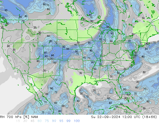 RH 700 hPa NAM dom 22.09.2024 12 UTC