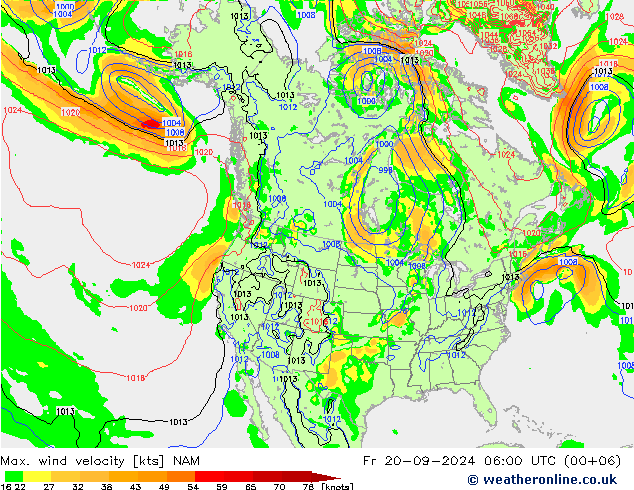 Max. wind velocity NAM Fr 20.09.2024 06 UTC