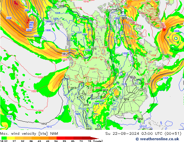 Max. wind velocity NAM  22.09.2024 03 UTC