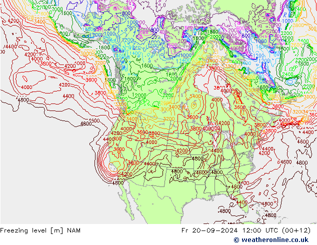 Freezing level NAM Fr 20.09.2024 12 UTC