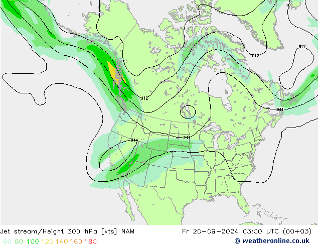 Jet stream/Height 300 hPa NAM Pá 20.09.2024 03 UTC