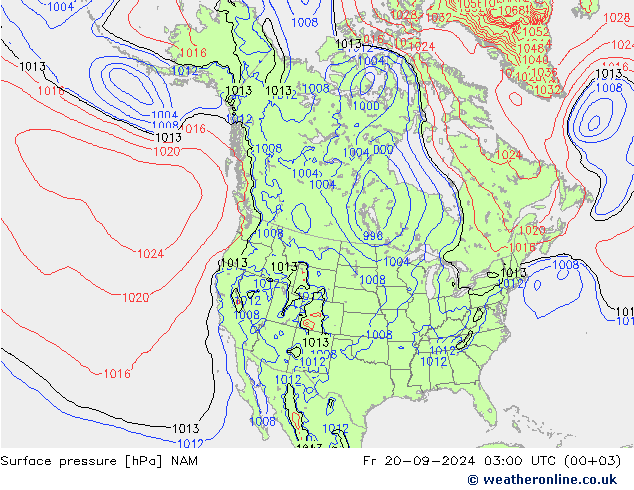 pression de l'air NAM ven 20.09.2024 03 UTC