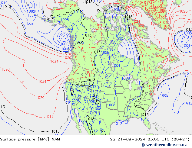 Atmosférický tlak NAM So 21.09.2024 03 UTC