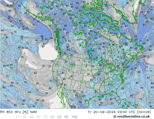 RH 850 hPa NAM pt. 20.09.2024 09 UTC