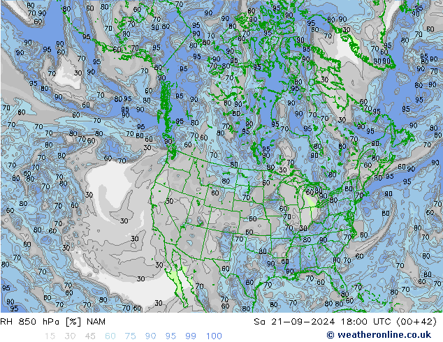 RH 850 hPa NAM Sa 21.09.2024 18 UTC