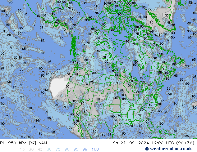 RH 950 hPa NAM Sa 21.09.2024 12 UTC