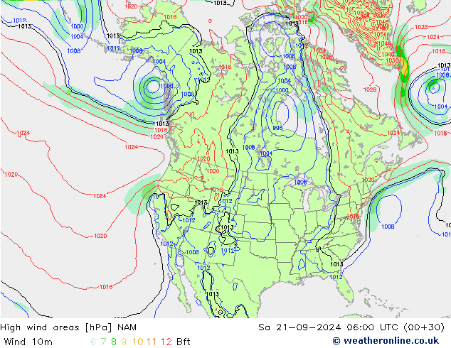 High wind areas NAM Sa 21.09.2024 06 UTC