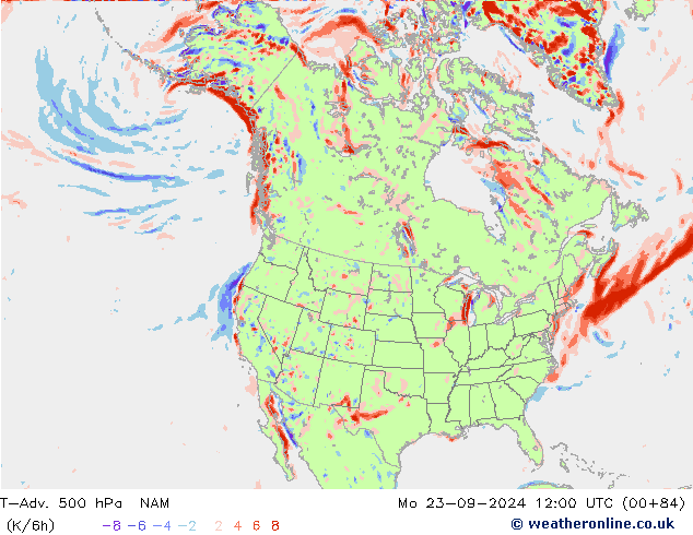 T-Adv. 500 hPa NAM Mo 23.09.2024 12 UTC