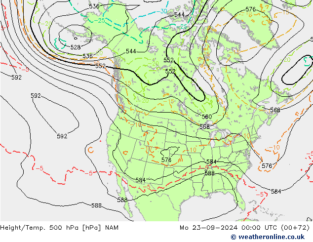 Height/Temp. 500 hPa NAM Po 23.09.2024 00 UTC