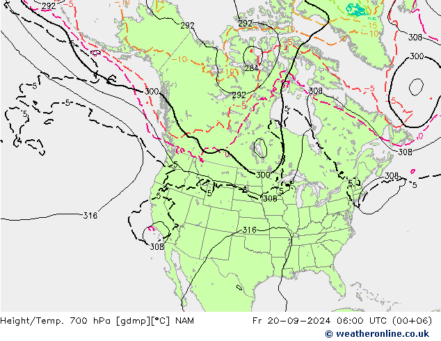 Height/Temp. 700 hPa NAM Fr 20.09.2024 06 UTC