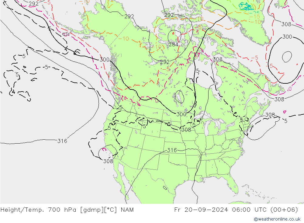 Height/Temp. 700 hPa NAM Fr 20.09.2024 06 UTC