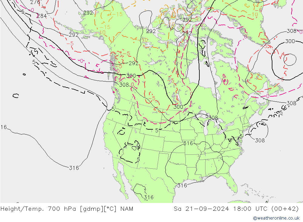 Height/Temp. 700 hPa NAM Sa 21.09.2024 18 UTC