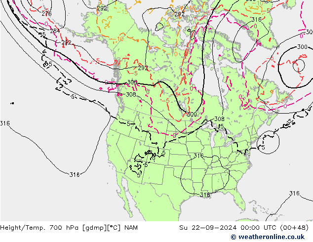 Height/Temp. 700 hPa NAM Ne 22.09.2024 00 UTC