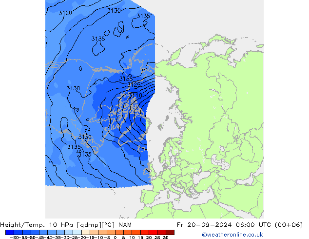 Height/Temp. 10 гПа NAM пт 20.09.2024 06 UTC