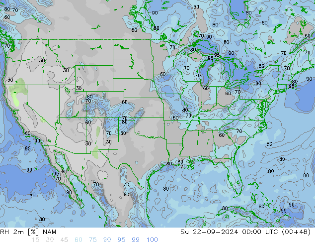 RH 2m NAM dom 22.09.2024 00 UTC