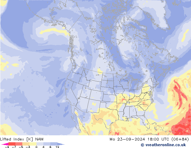 Lifted Index NAM  23.09.2024 18 UTC