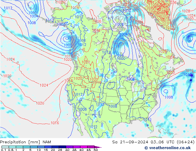 precipitação NAM Sáb 21.09.2024 06 UTC