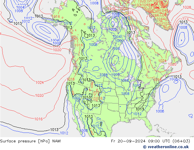 Surface pressure NAM Fr 20.09.2024 09 UTC