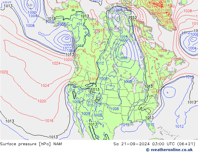 Surface pressure NAM Sa 21.09.2024 03 UTC