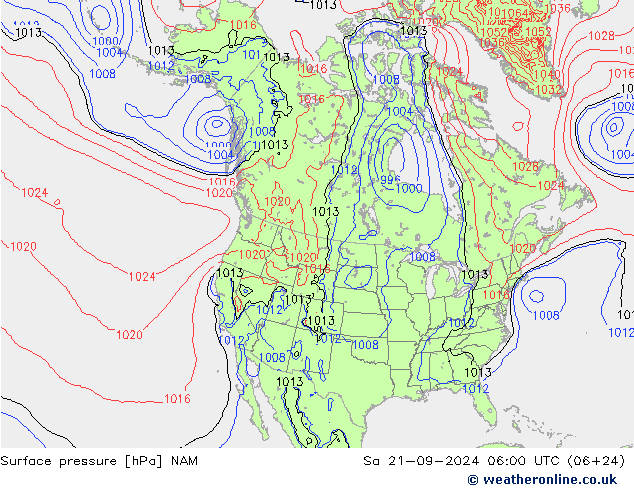 Surface pressure NAM Sa 21.09.2024 06 UTC