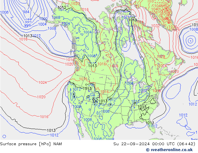 Presión superficial NAM dom 22.09.2024 00 UTC