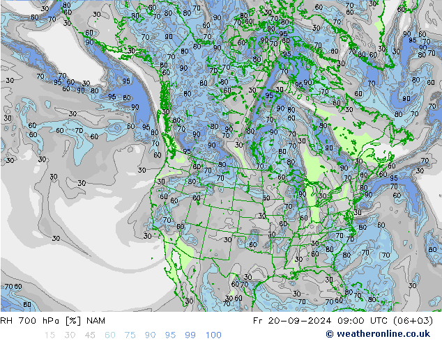 RH 700 hPa NAM Fr 20.09.2024 09 UTC