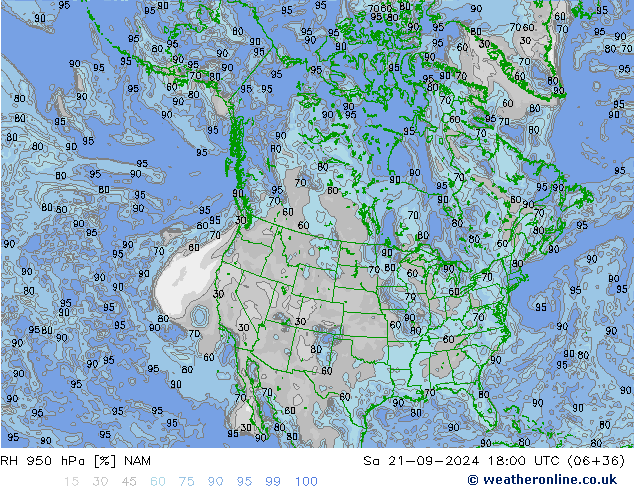 RH 950 hPa NAM So 21.09.2024 18 UTC