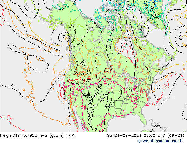 Height/Temp. 925 hPa NAM So 21.09.2024 06 UTC